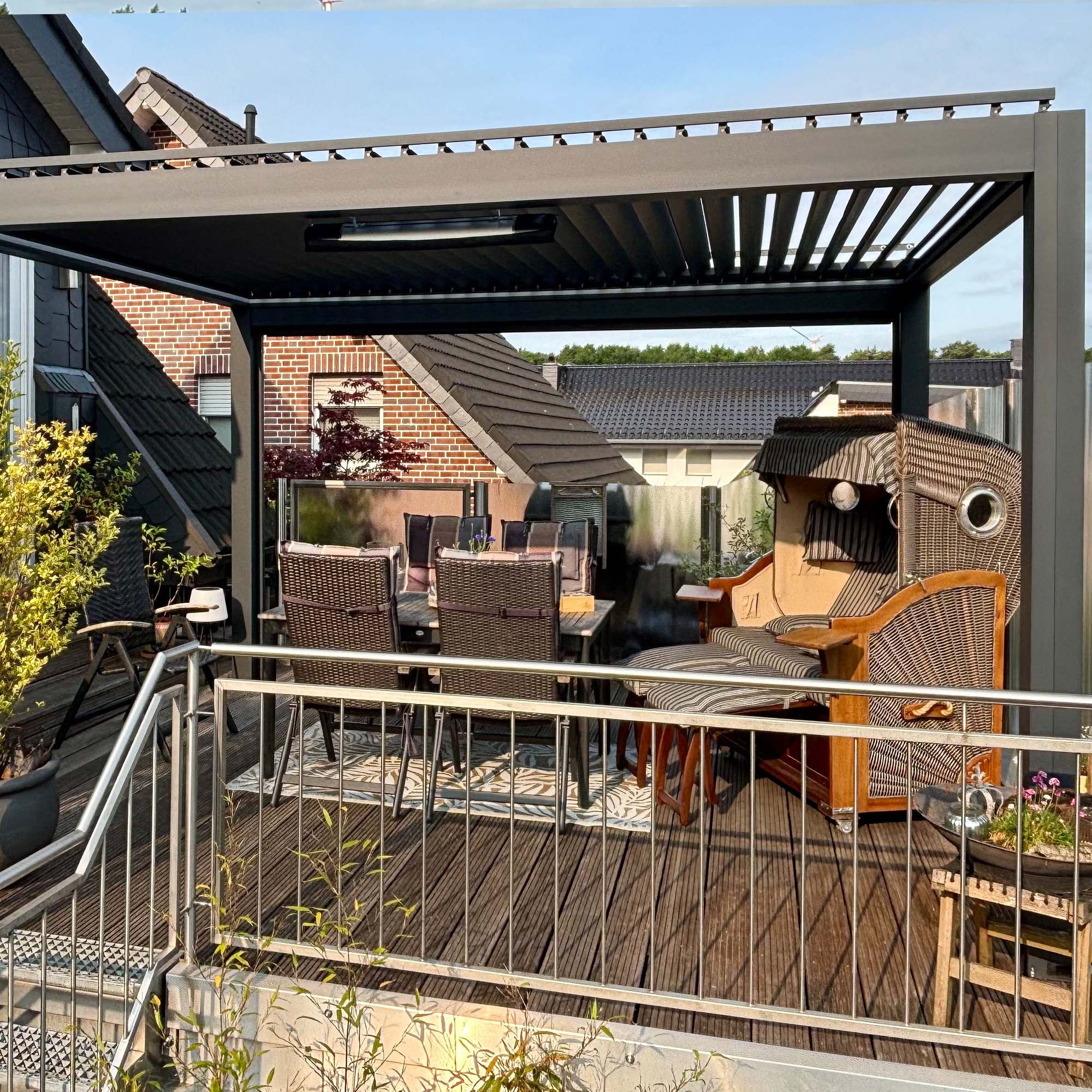 EGHUUN Pergola Mezzo, Louvered Roof, Electric and Remote Controlled - Image 5